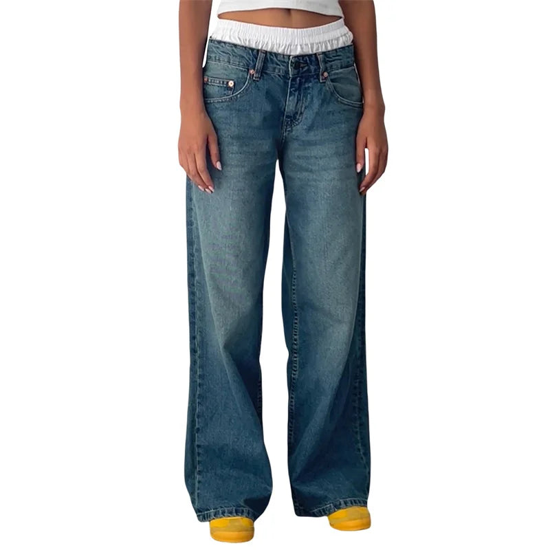 Vintage Inspired Y2K Low-Rise Wide-Leg Jeans