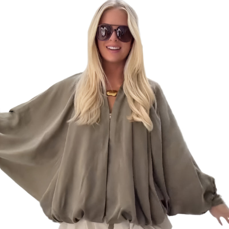 Lapel Pocket Cropped Windbreak Jacket