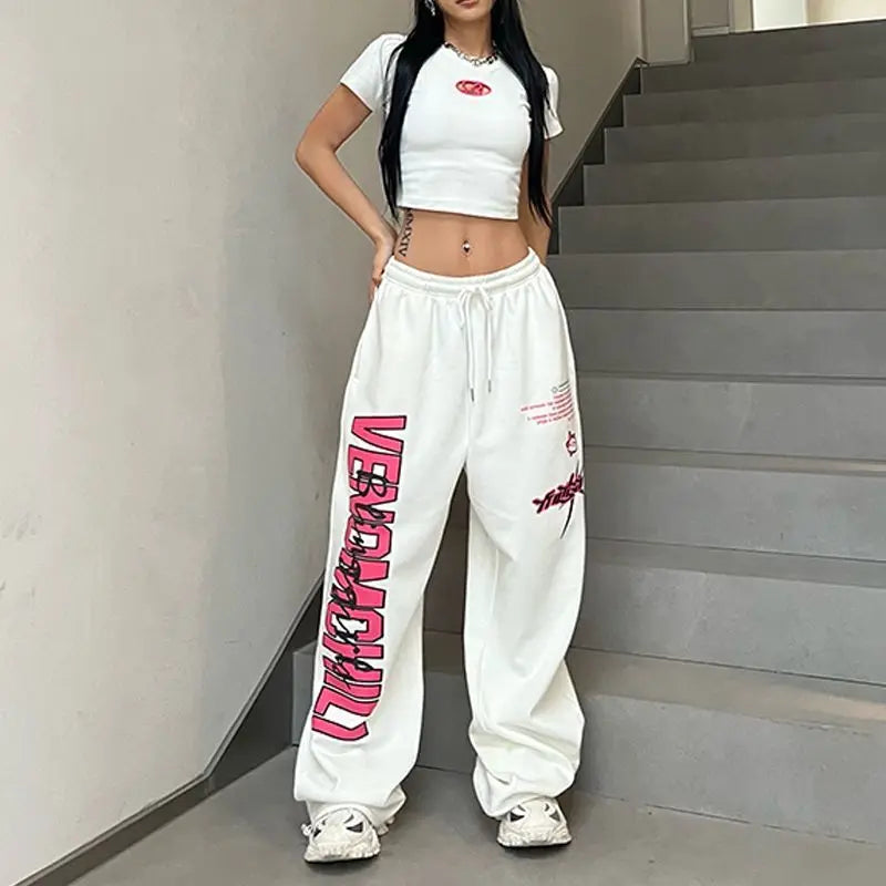 Hip Hop-Inspired Wide Leg Track Pants