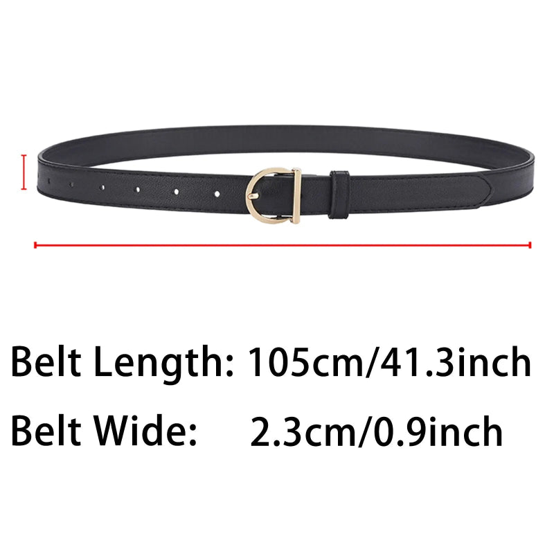 Women's Fashion Thin PU Leather Belt – Classic Pin Buckle Design