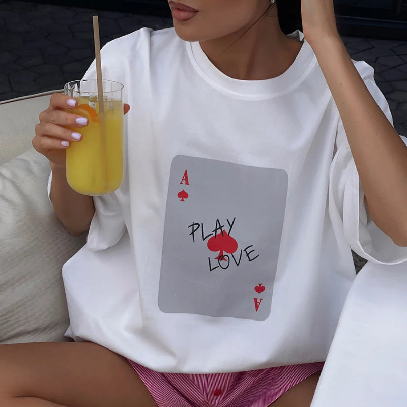 Cotton White Printed T-Shirt