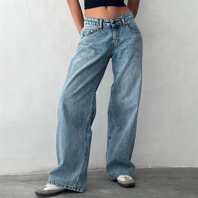 Vintage Inspired Y2K Low-Rise Wide-Leg Jeans