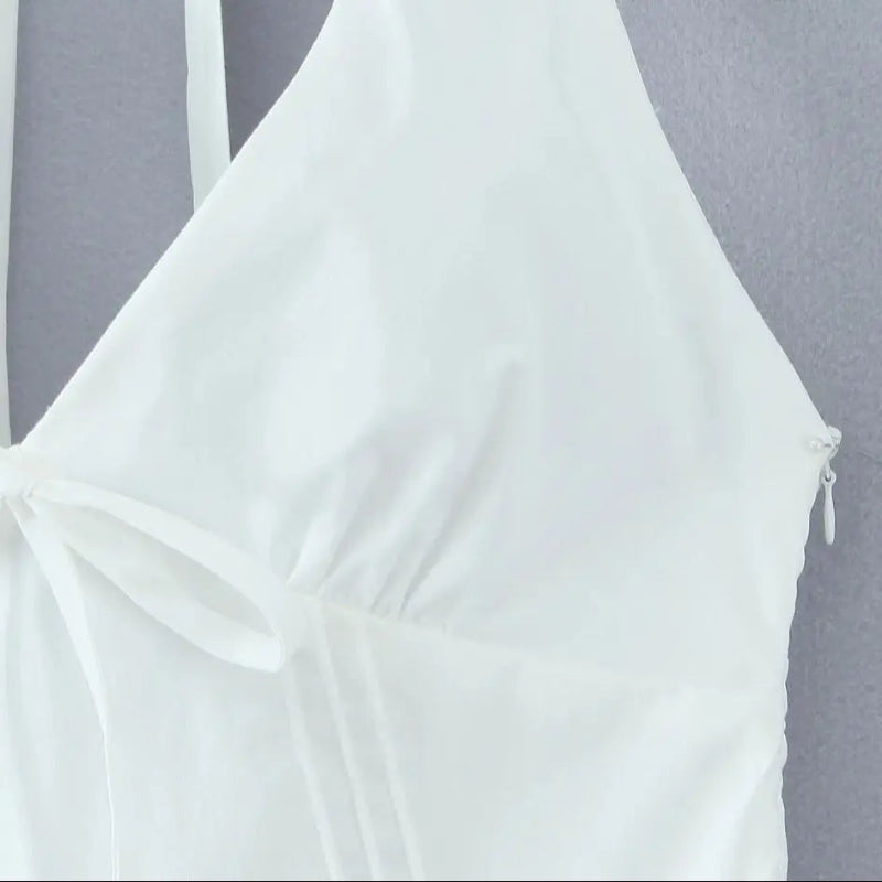 White Corset Style Halter Sling Dress
