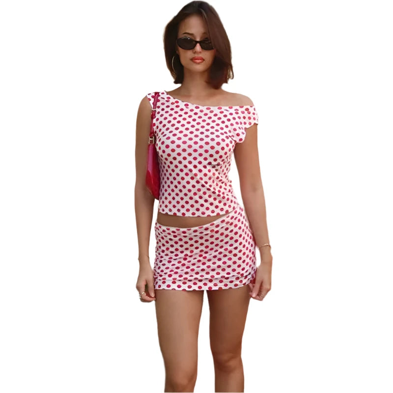 Vintage Crop Top and Skirt Set