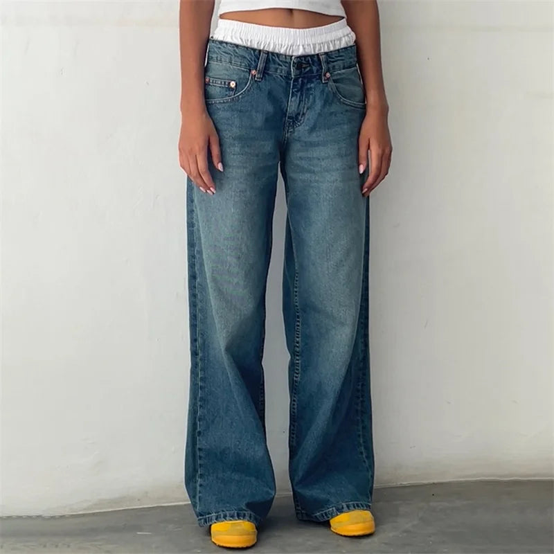 Vintage Inspired Y2K Low-Rise Wide-Leg Jeans