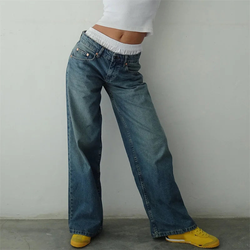Vintage Inspired Y2K Low-Rise Wide-Leg Jeans