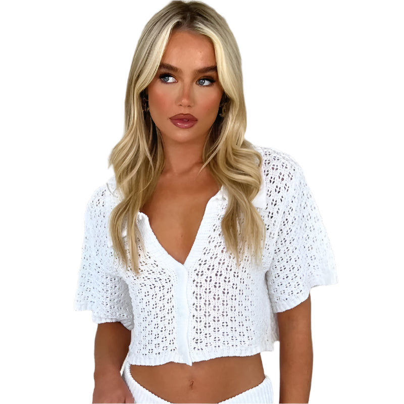 Women’s Knitted 2-Piece Skirt Suit Set – Lightweight Beach Cover-Up