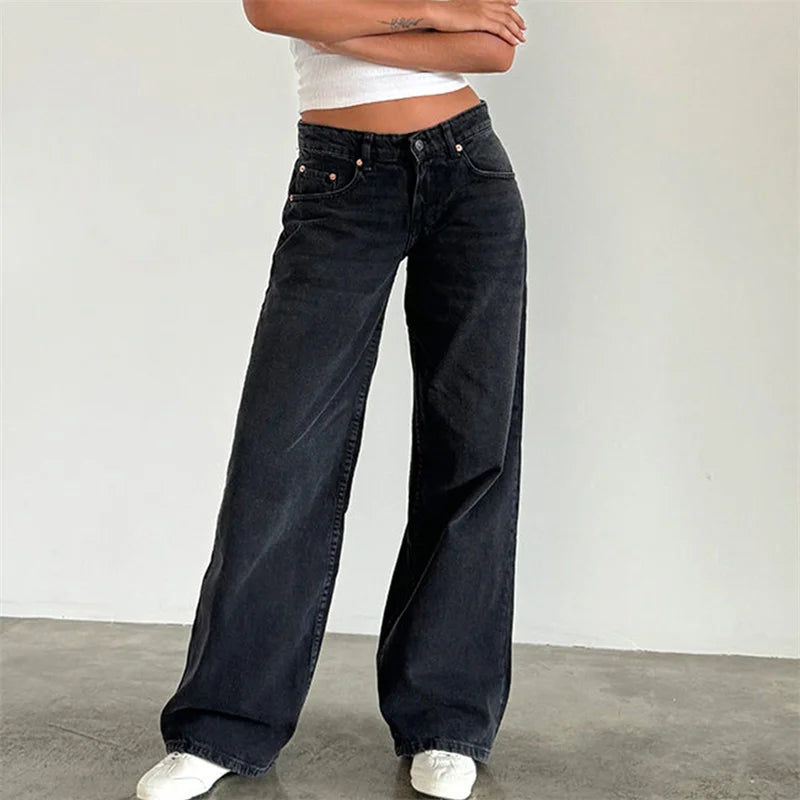 Vintage Inspired Y2K Low-Rise Wide-Leg Jeans