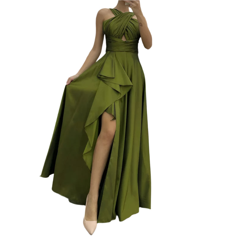 Floor-Length A-Line Sleeveless Dress – Graceful Movement, Timeless Style