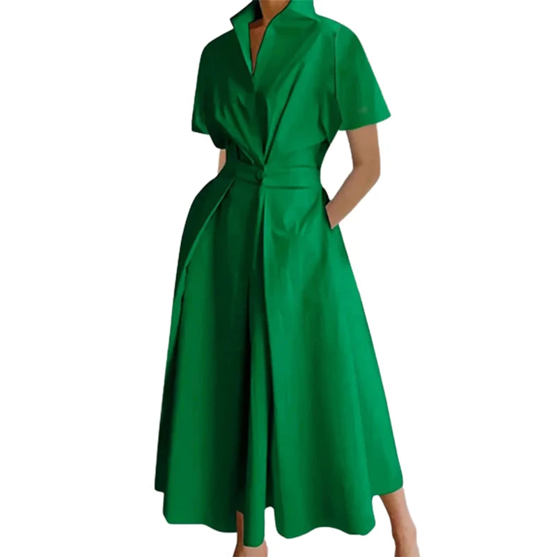 Elegant Lapel A-line Dress