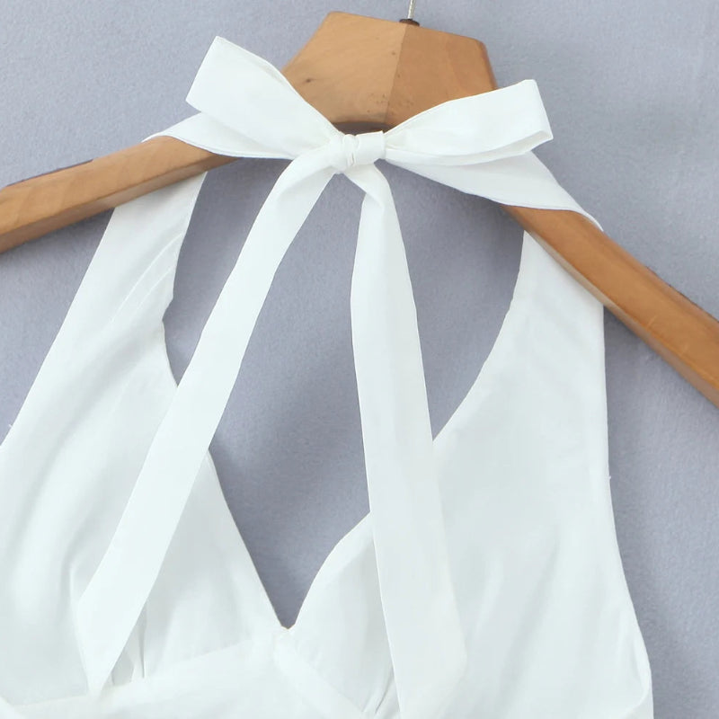 White Corset Style Halter Sling Dress