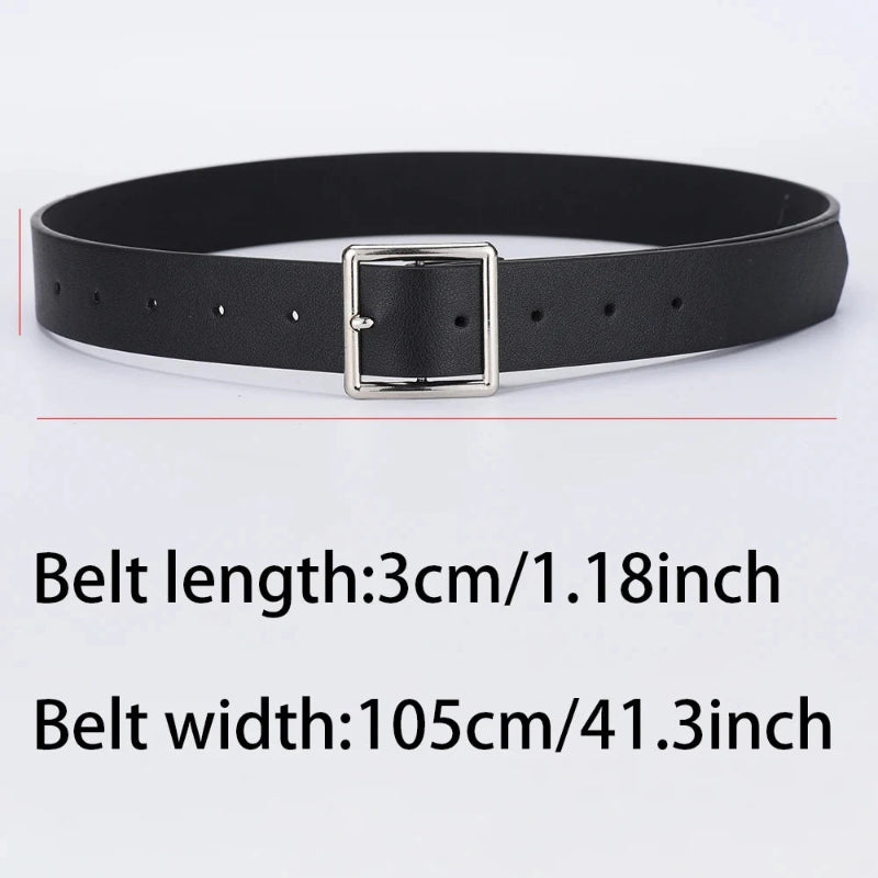 Women's Soft Faux Leather Belt – Vintage Square & Pin Buckle Design
