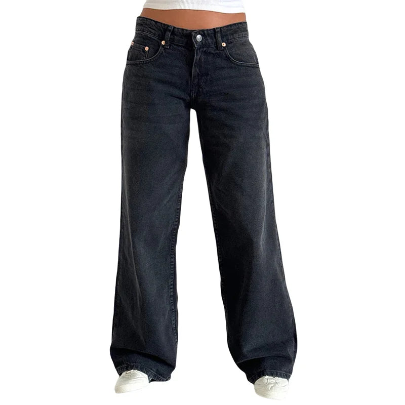 Vintage Inspired Y2K Low-Rise Wide-Leg Jeans