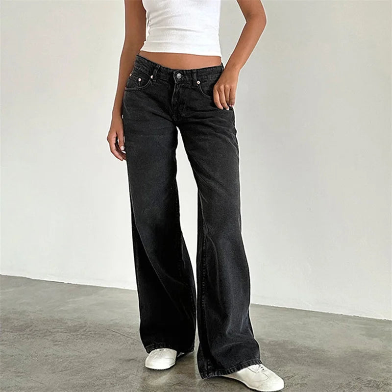 Vintage Inspired Y2K Low-Rise Wide-Leg Jeans