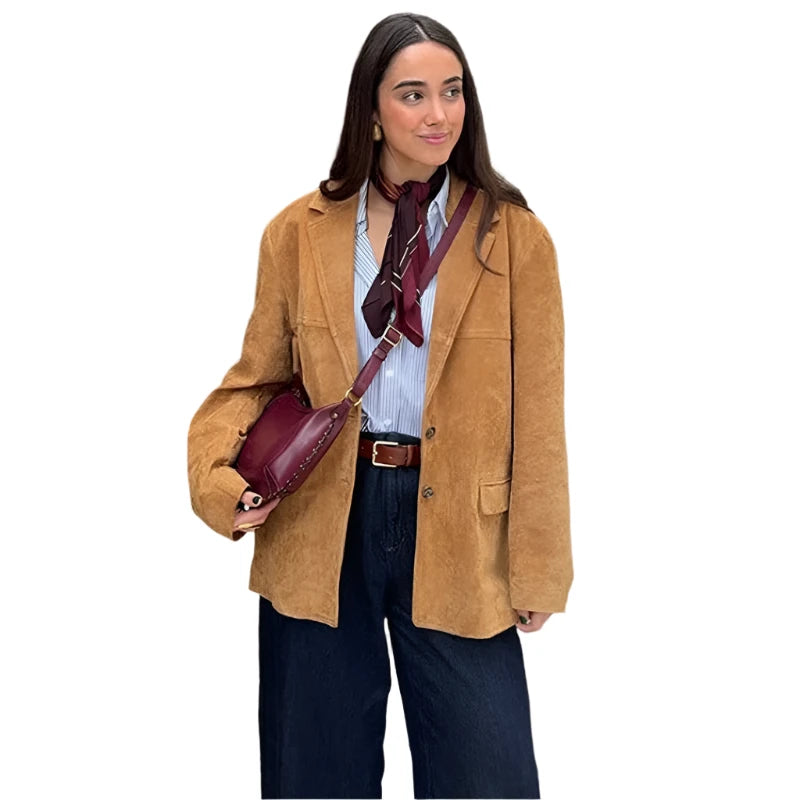 Vintage Brown Suede Style Coat – Timeless Luxury and Sophistication