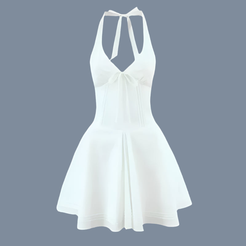 White Corset Style Halter Sling Dress