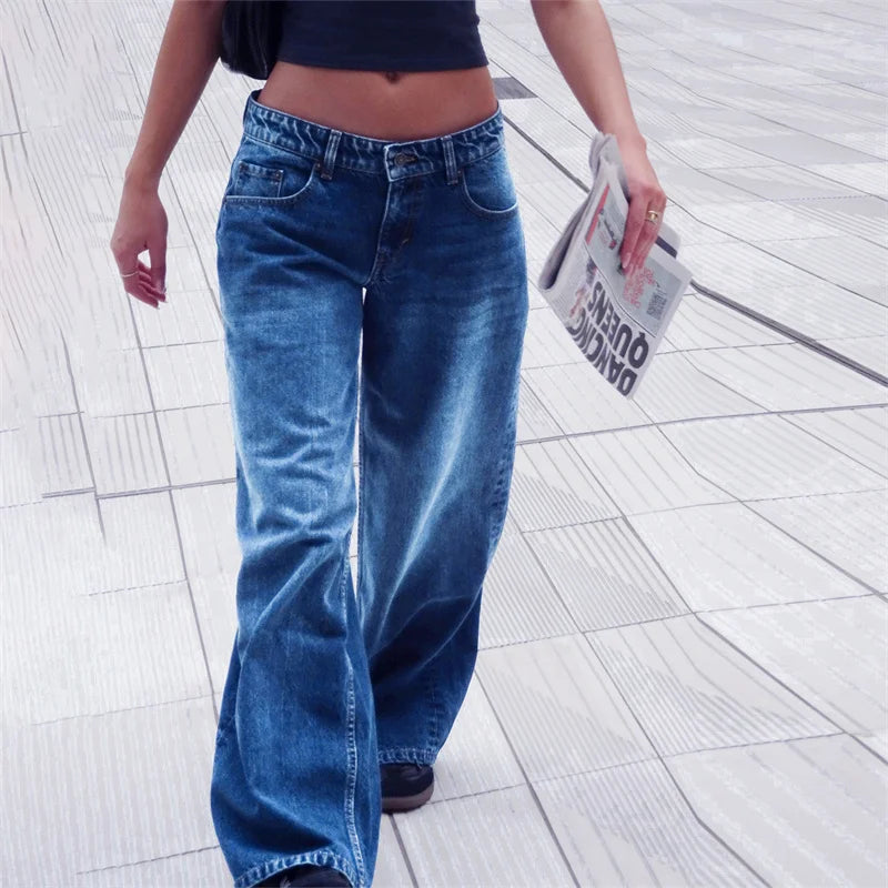 Vintage Inspired Y2K Low-Rise Wide-Leg Jeans