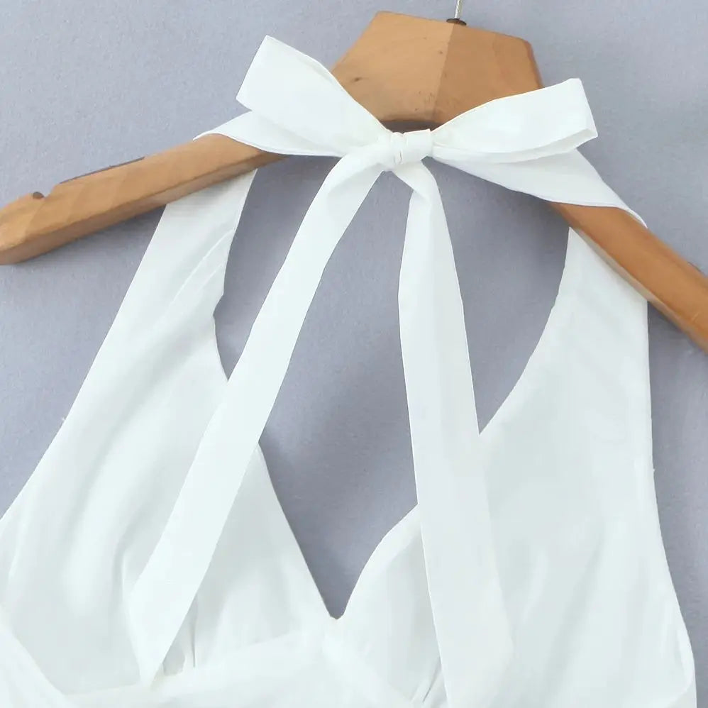 White Corset Style Halter Sling Dress