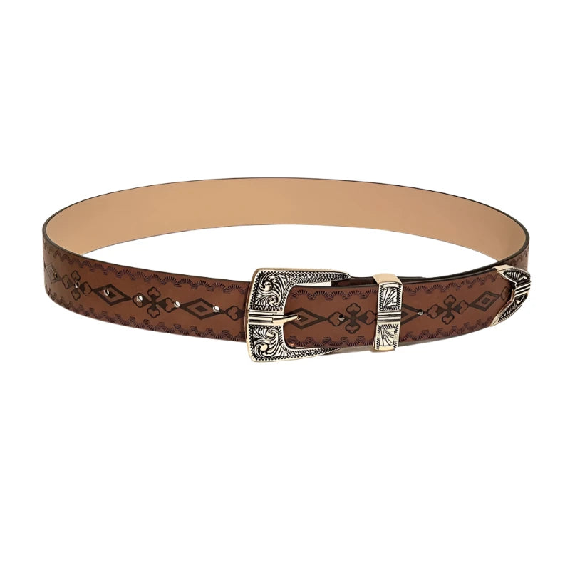 Vintage Carved Buckle Wide Belt