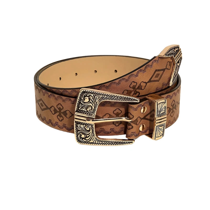Vintage Carved Buckle Wide Belt