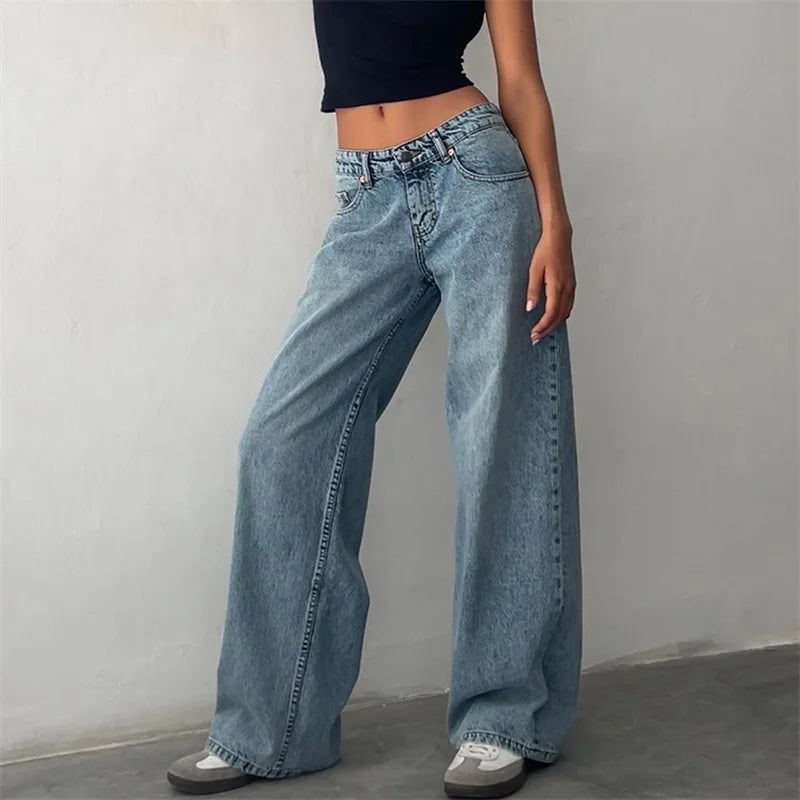 Vintage Inspired Y2K Low-Rise Wide-Leg Jeans