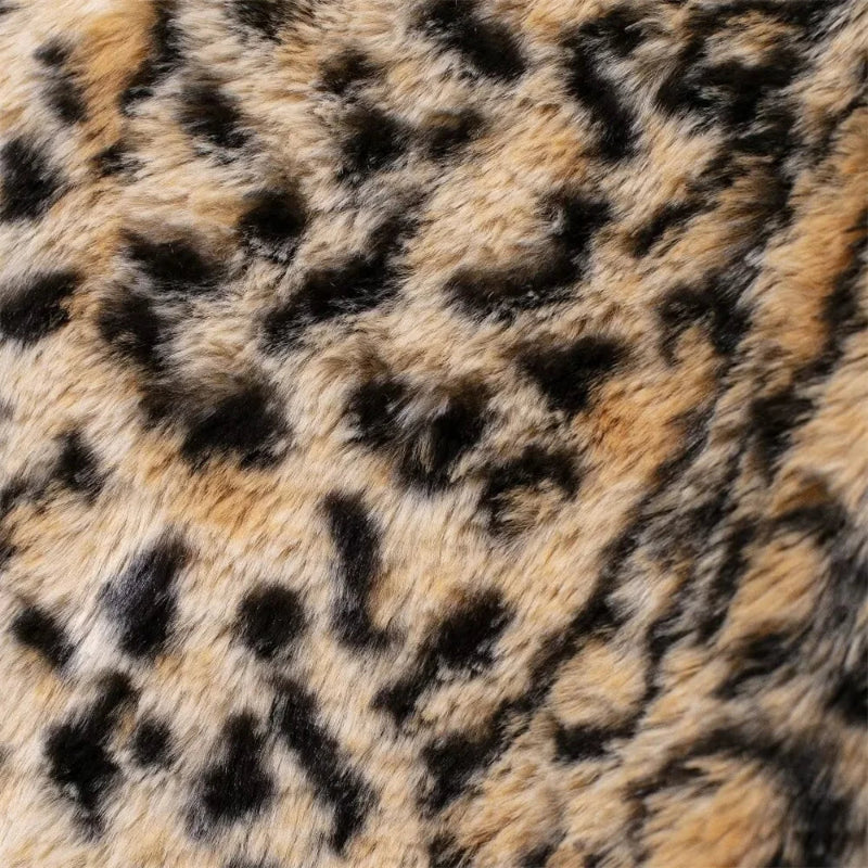 Leopard Print Open-Stitch Jacket with Turn-Down Collar