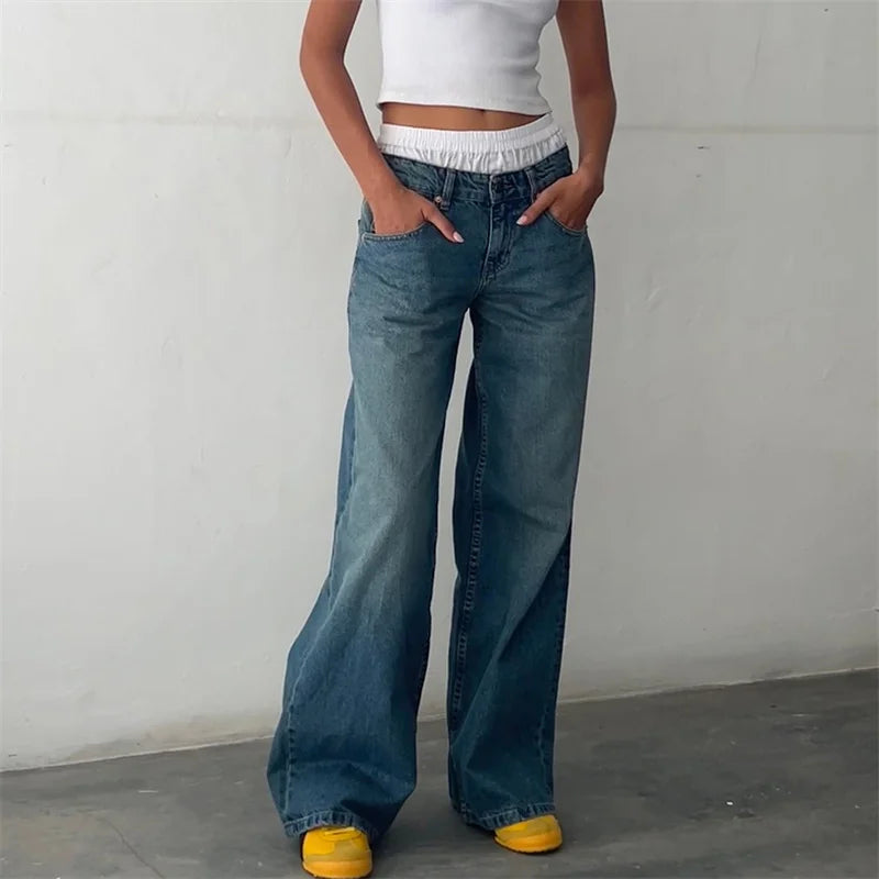 Vintage Inspired Y2K Low-Rise Wide-Leg Jeans