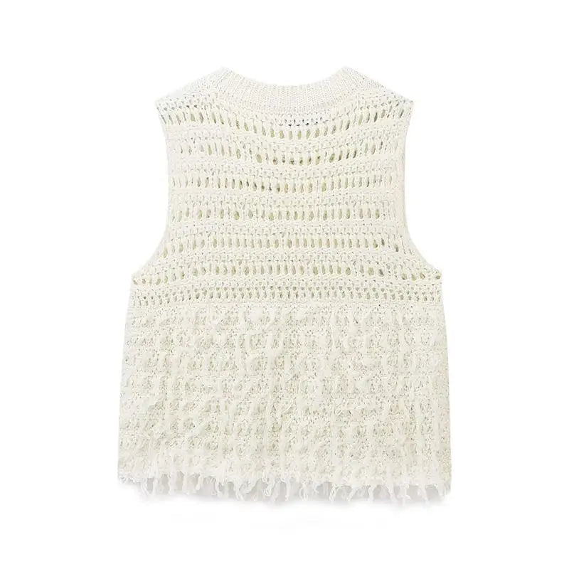 Knit Sweater Vest with Tassels