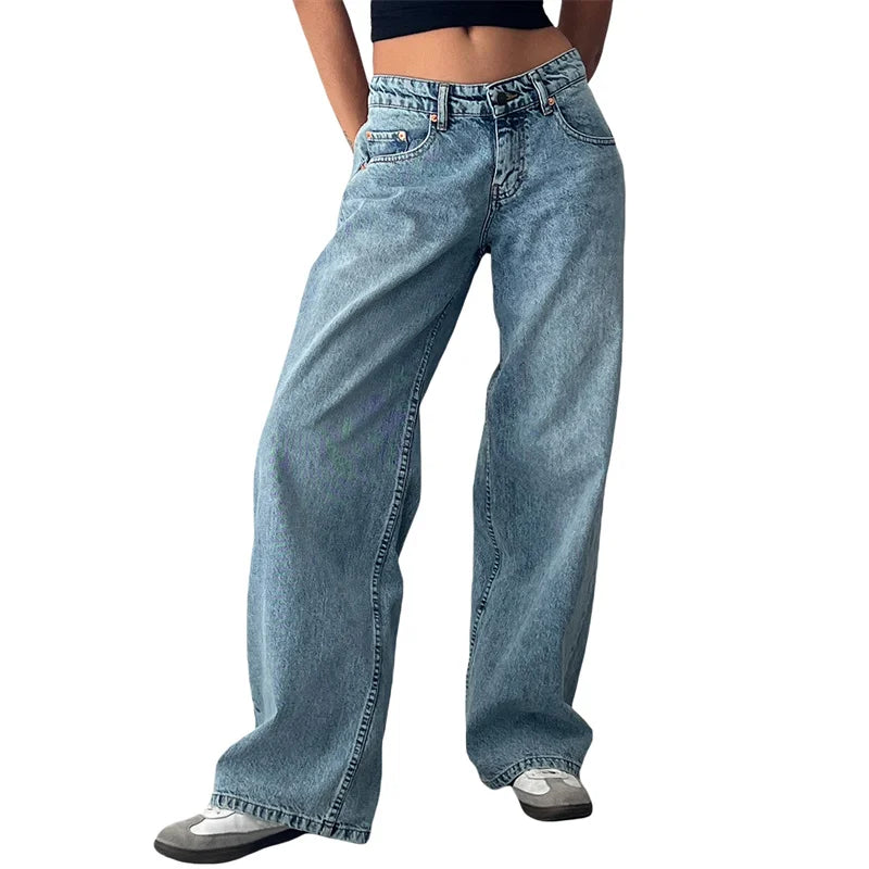 Vintage Inspired Y2K Low-Rise Wide-Leg Jeans