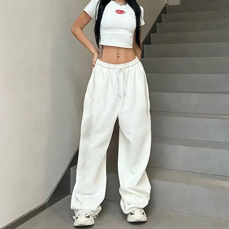 Hip Hop-Inspired Wide Leg Track Pants