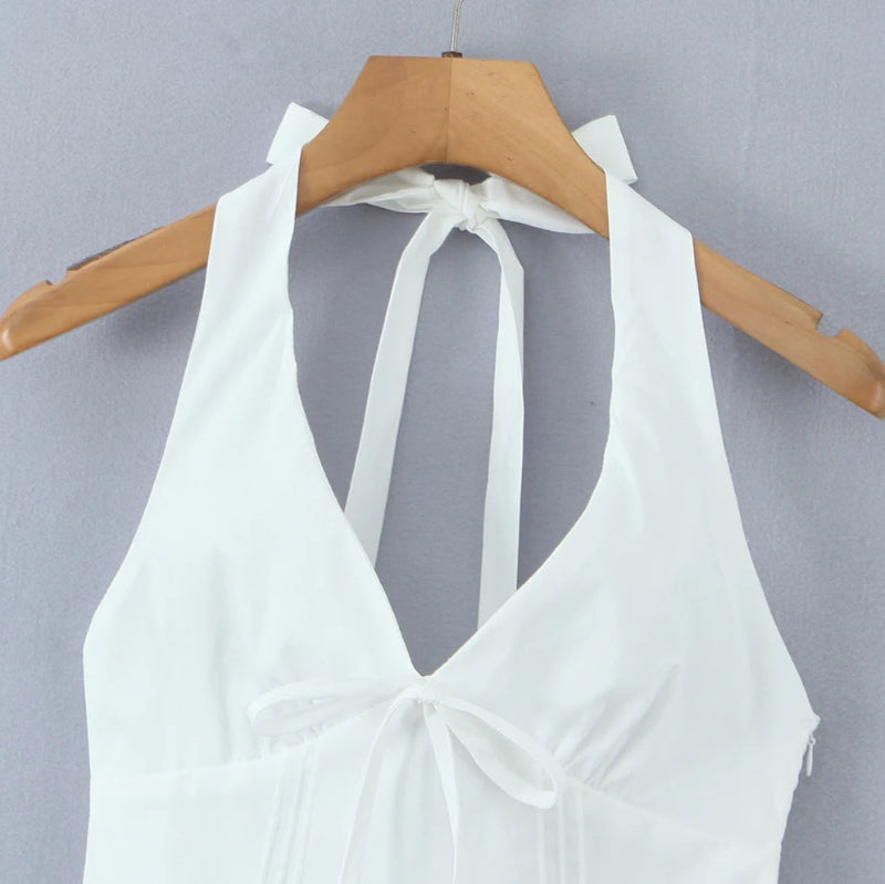 White Corset Style Halter Sling Dress