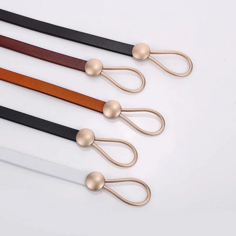 Women’s Slim Leather Belt – 0.9 cm Thin Split Leather Waist Belt