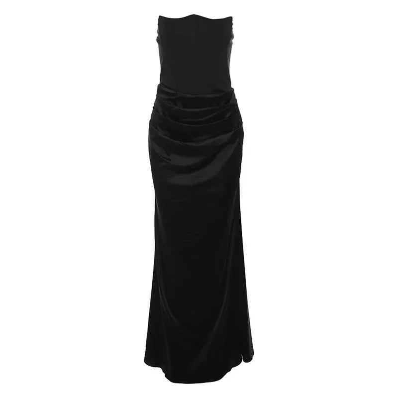 Satin Corset Dress in Black