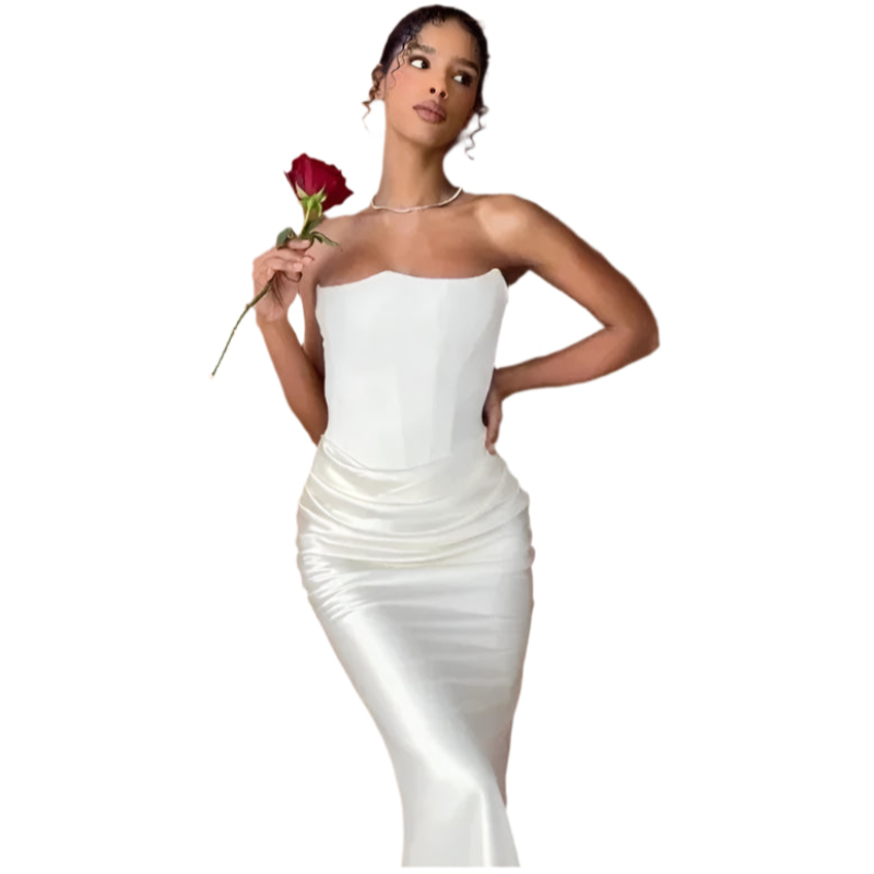 Satin Corset Dress in White