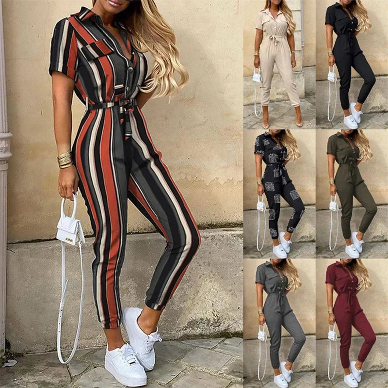 Trendy Polyester Cargo-Style Jumpsuit – Regular Fit Ankle-Length Pants for Spring & Summer