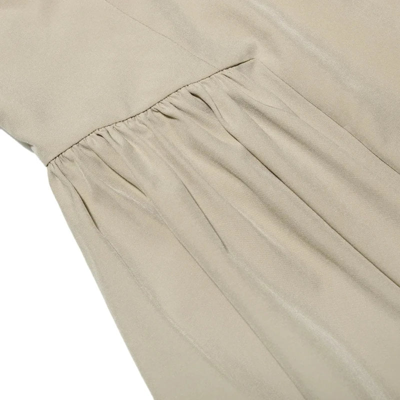 Spaghetti Strap Pleated Corset Midi Dress with Pockets
