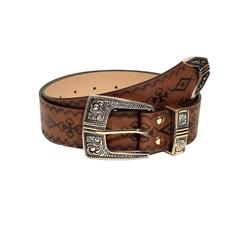 Vintage Carved Buckle Wide Belt