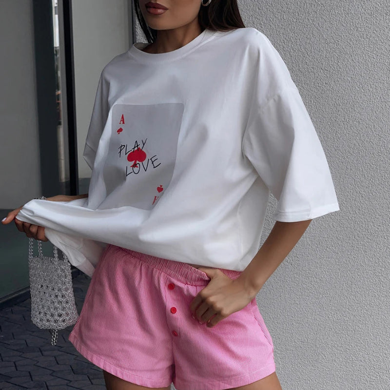 Cotton White Printed T-Shirt