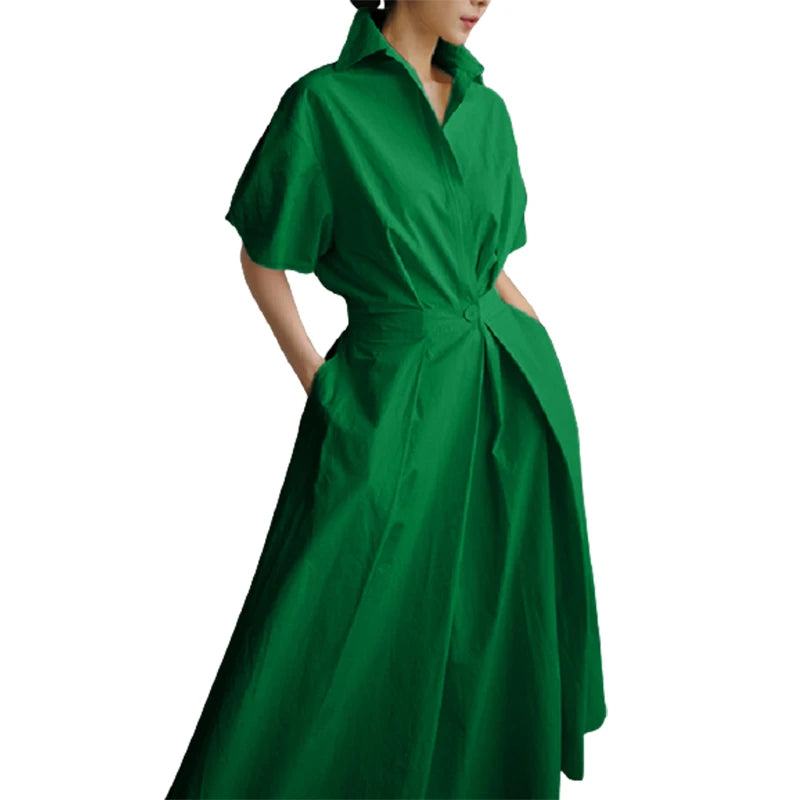 Elegant Lapel A-line Dress