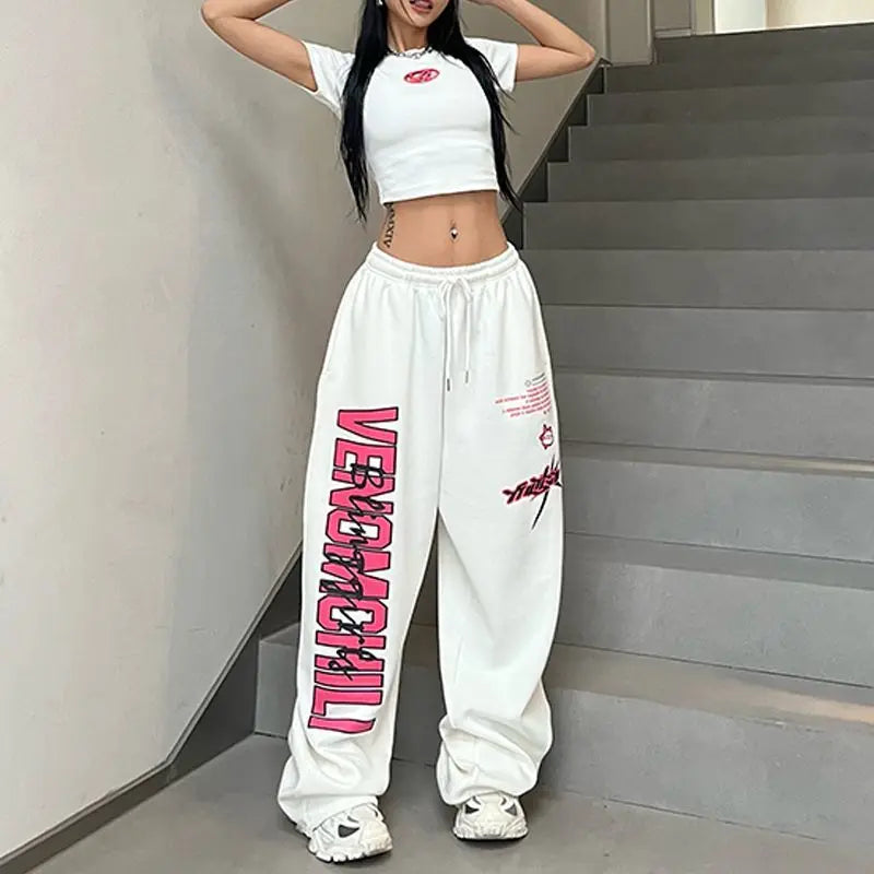 Hip Hop-Inspired Wide Leg Track Pants
