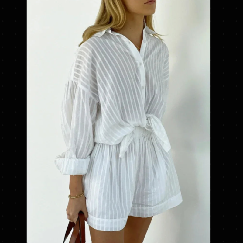 Striped Jacquard Short Set