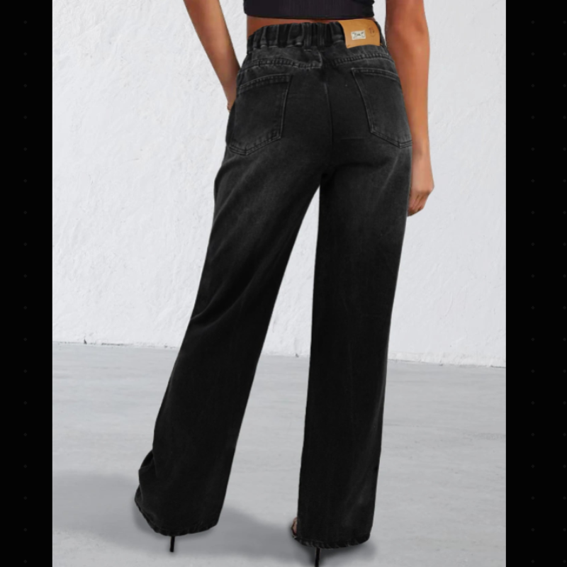 Women's Mid-to-High Rise Slim Straight Wide-Leg Jeans