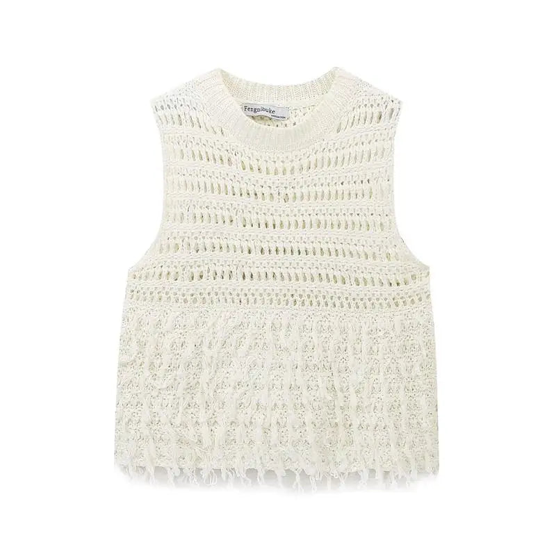 Knit Sweater Vest with Tassels