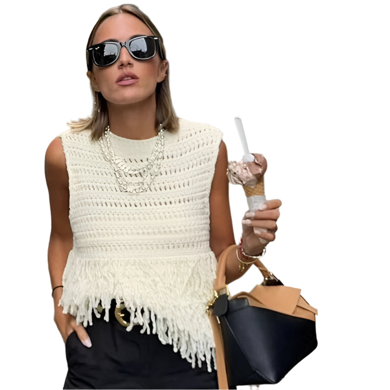 Knit Sweater Vest with Tassels