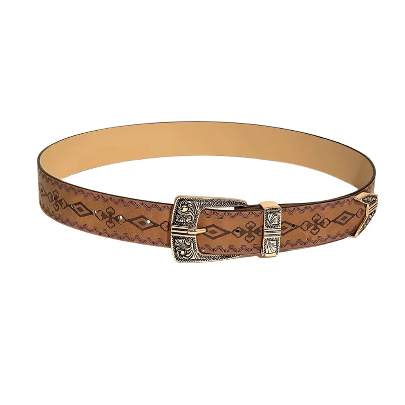 Vintage Carved Buckle Wide Belt