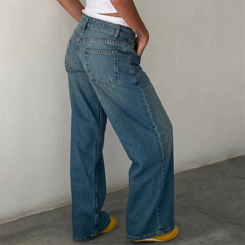 Vintage Inspired Y2K Low-Rise Wide-Leg Jeans