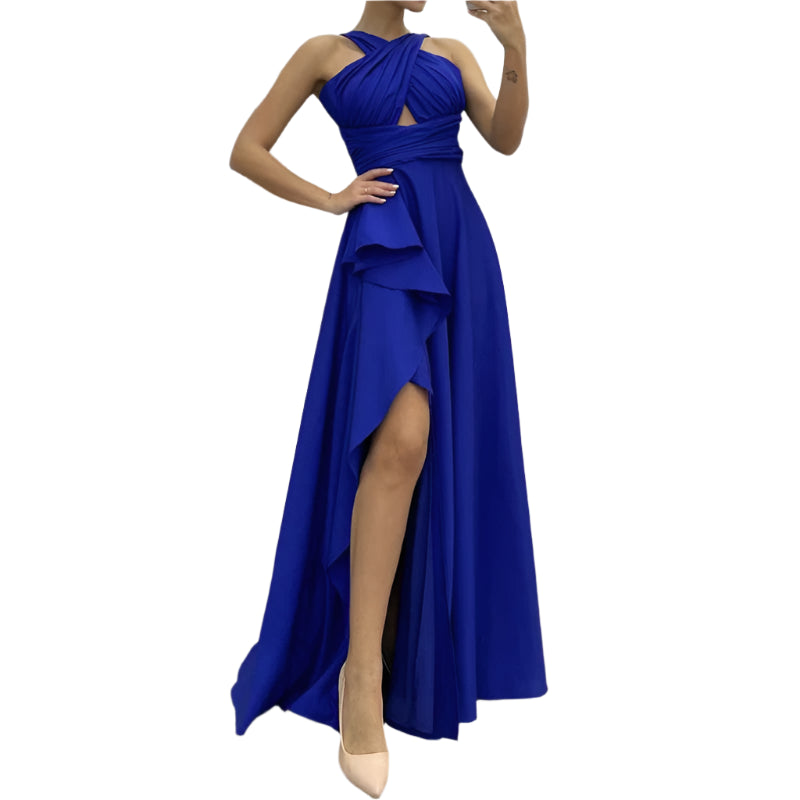 Floor-Length A-Line Sleeveless Dress – Graceful Movement, Timeless Style