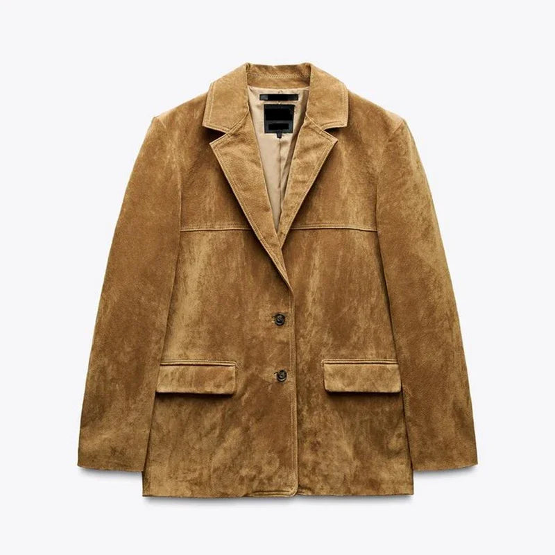 Vintage Brown Suede Style Coat – Timeless Luxury and Sophistication