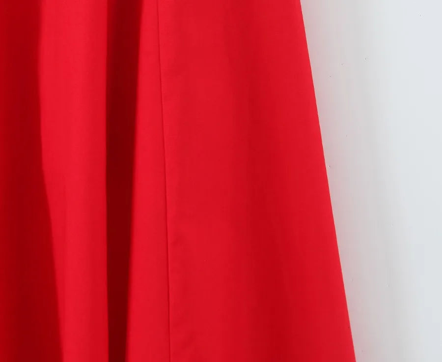 Halter Neck Backless A-Line Mid-Calf Dress