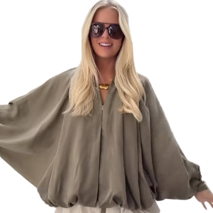 Lapel Pocket Cropped Windbreak Jacket